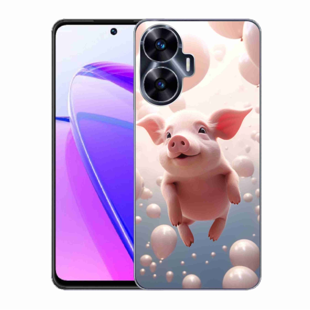 Gelový kryt mmCase na Realme C55 - prasátko s balónky