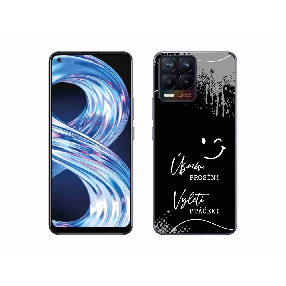 Gelový kryt mmCase na Realme 8 4G - vtipný text 4 černé pozadí