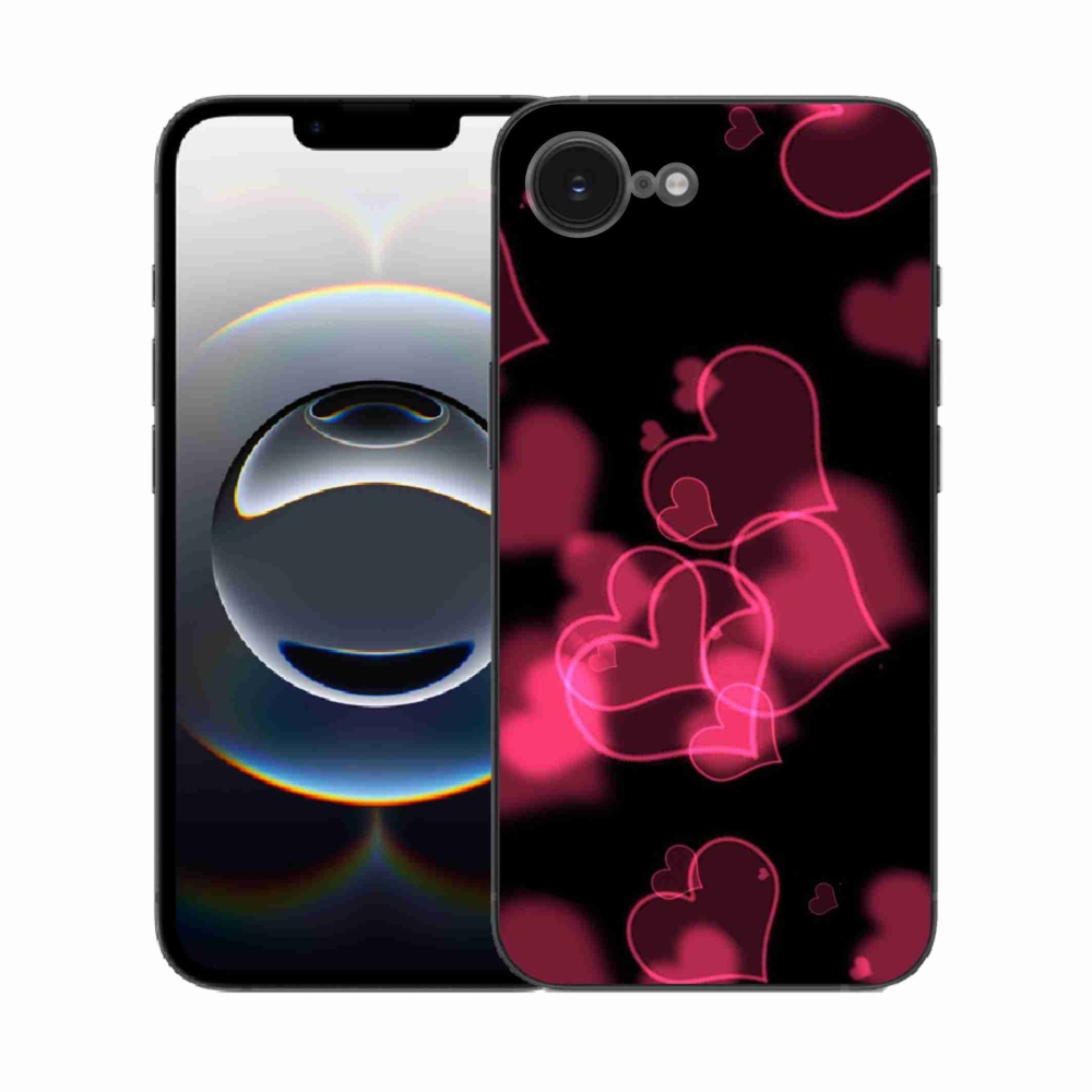 Gelový kryt mmCase na iPhone 16e - červená srdíčka