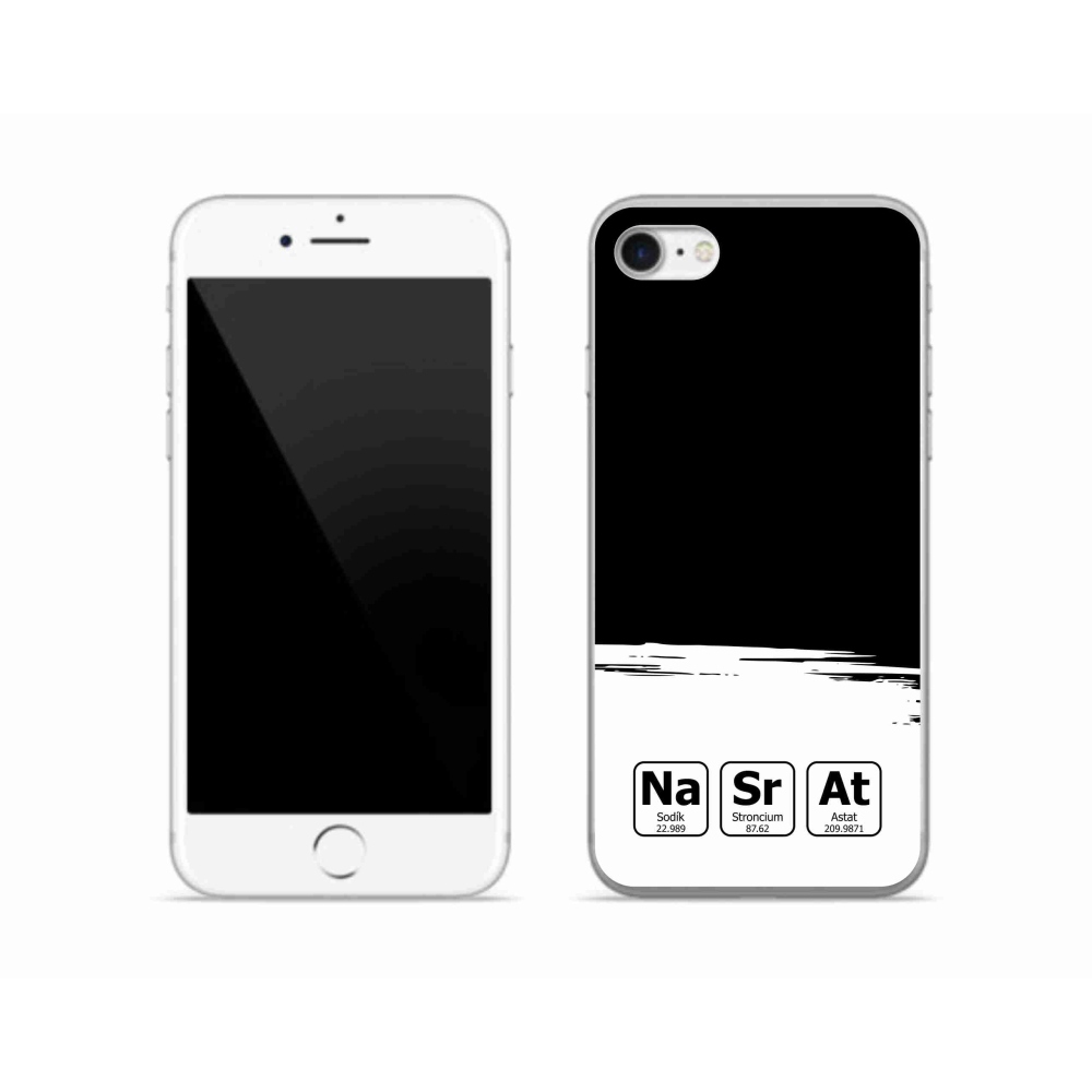 Gelový kryt mmCase na iPhone SE (2022) - chemické prvky bíločerné pozadí