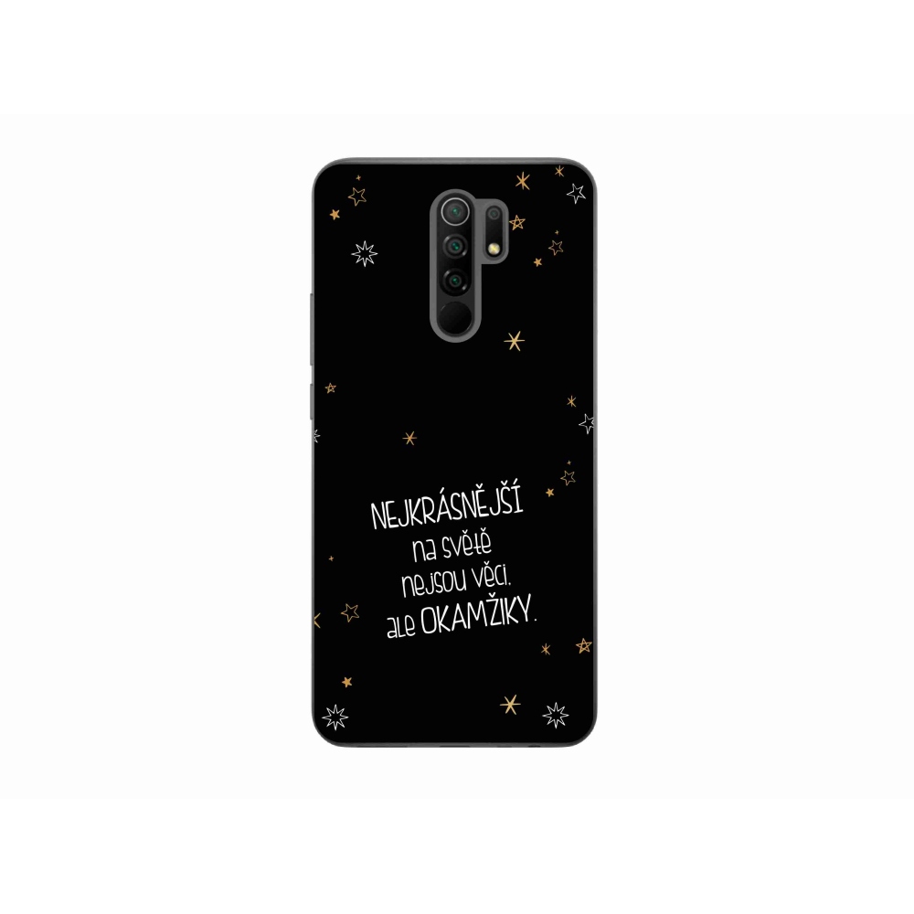 Gelový kryt mmCase na Xiaomi Redmi 9 - citát 4 černé pozadí