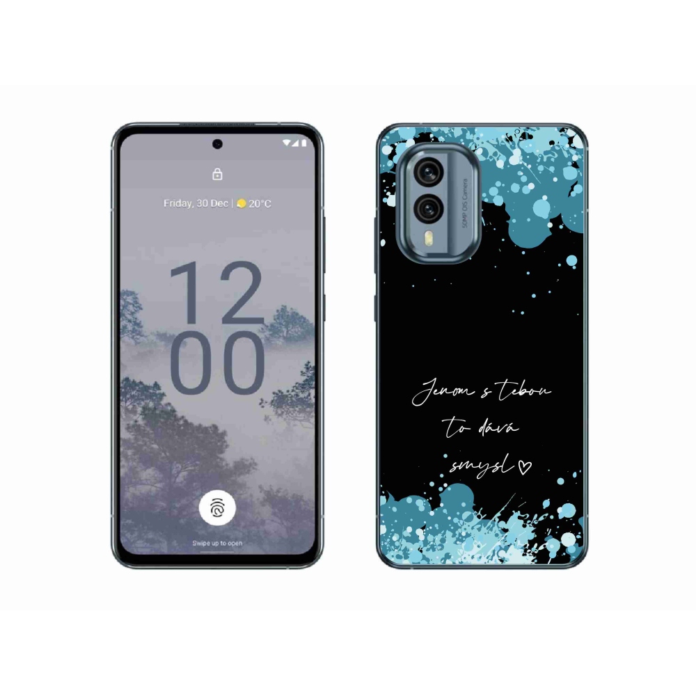 Gelový kryt mmCase na Nokia X30 5G - zamilovaný text černé pozadí