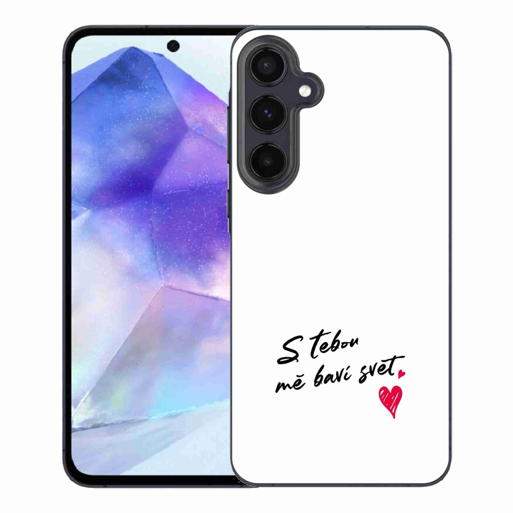 Gelový kryt mmCase na Samsung Galaxy A55 5G - zamilovaný text 1 bílé pozadí