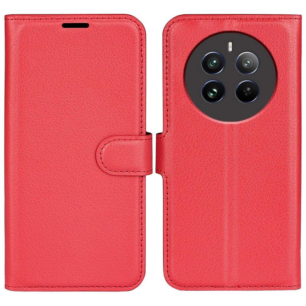 Litchi knížkové pouzdro na Realme 12+ 5G - červené