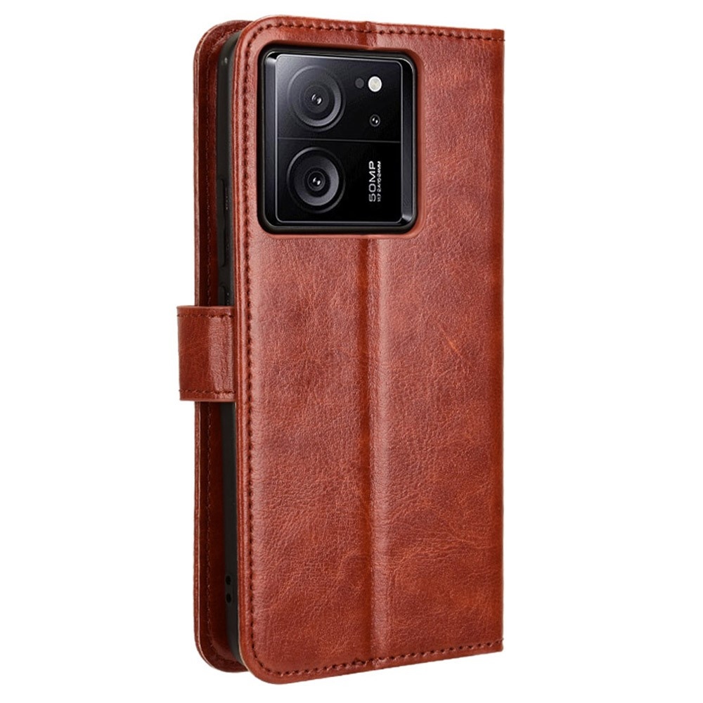 Crazy knížkové pouzdro na Xiaomi 13T/13T Pro - hnědé