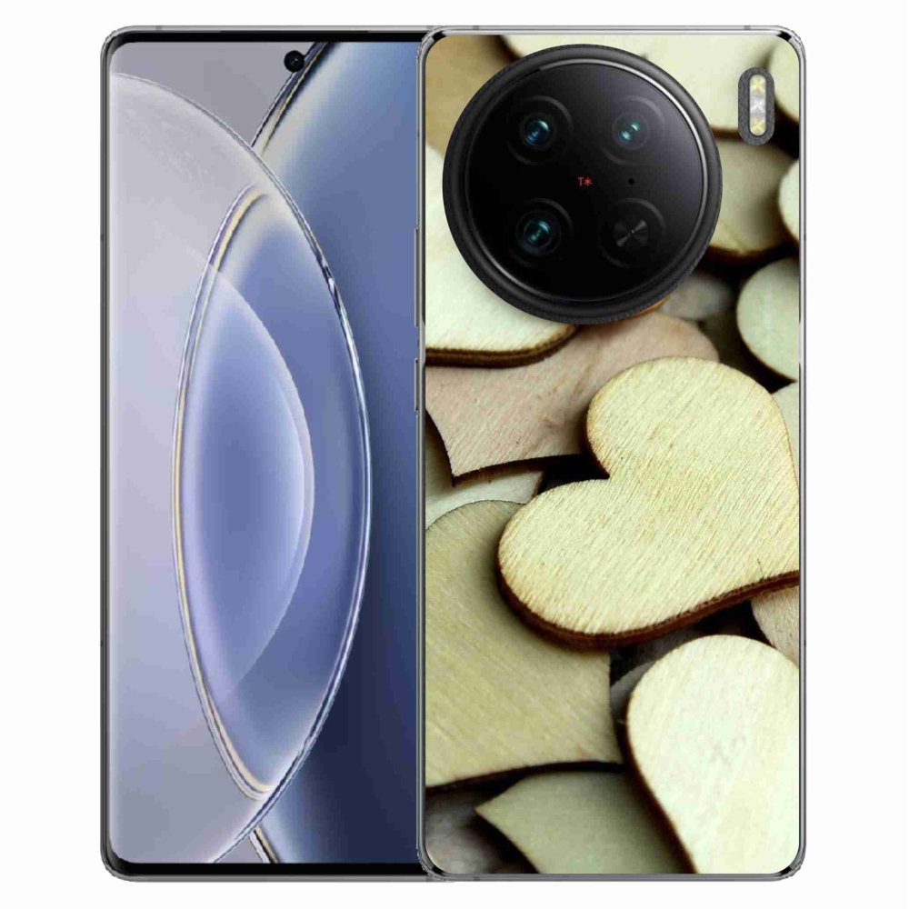 Gelový kryt mmCase na Vivo X90 Pro - dřevěná srdíčka