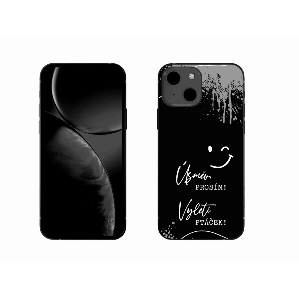 Gelový kryt mmCase na iPhone 13 6.1 - vtipný text 4 černé pozadí
