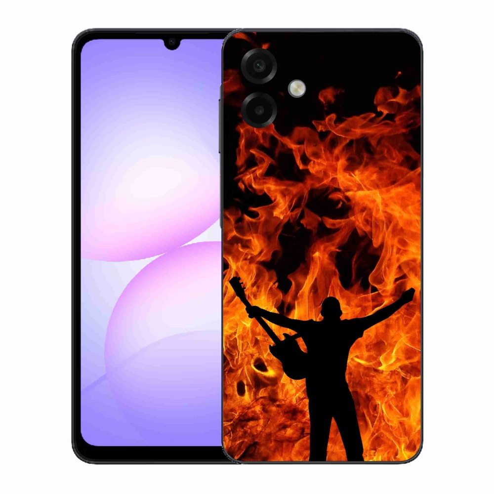 Gelový kryt mmCase na Samsung Galaxy A07 4G - muzikant a oheň