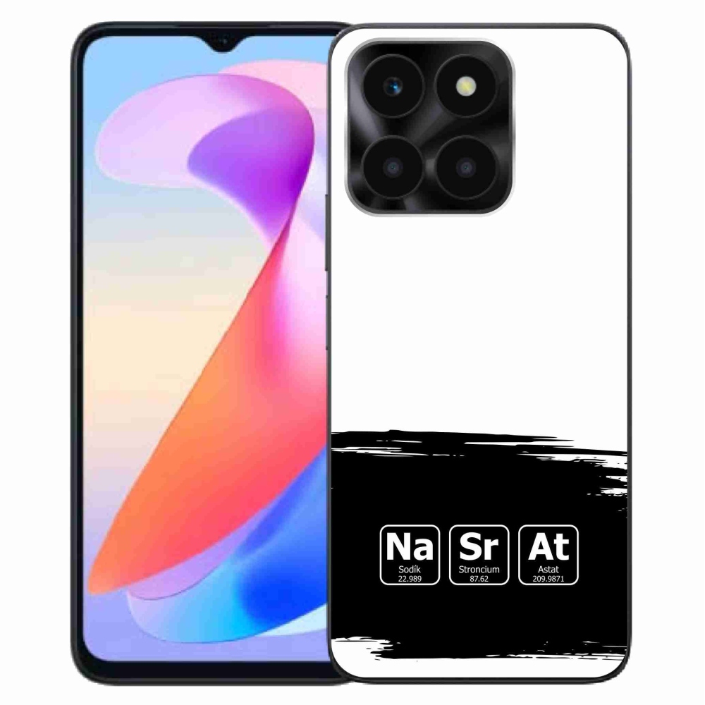 Gelový kryt mmCase na Honor X6a - chemické prvky černobílé pozadí