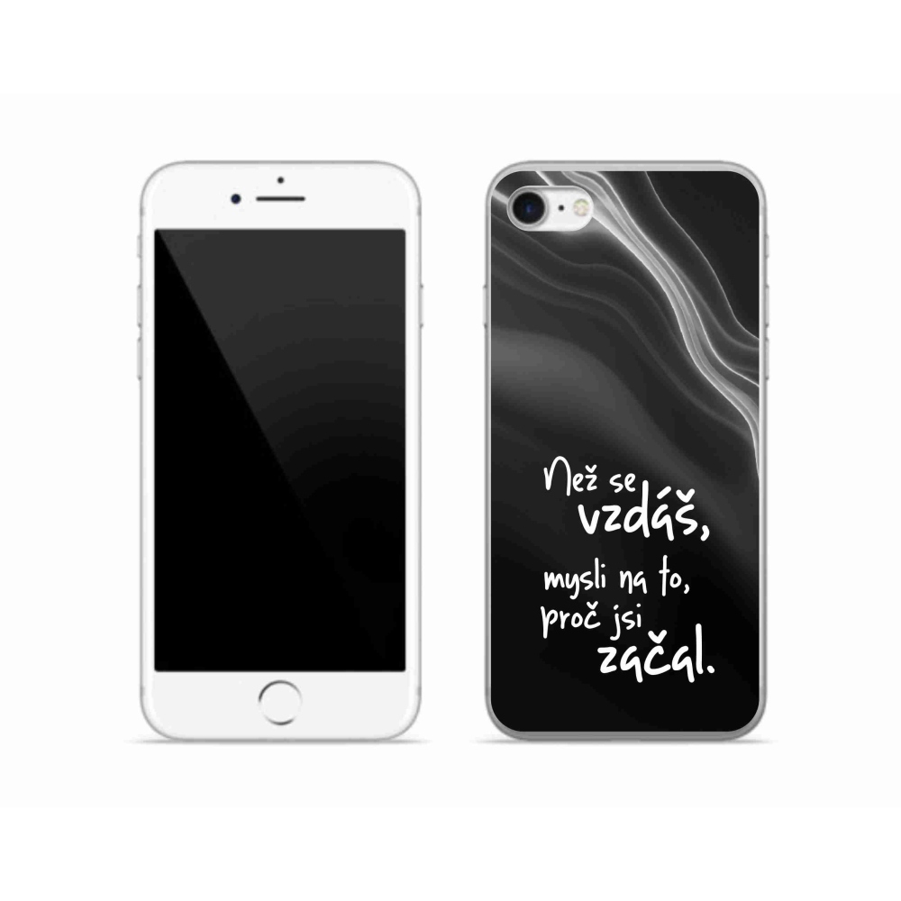 Gelový kryt mmCase na iPhone SE (2022) - citát 2 černé pozadí