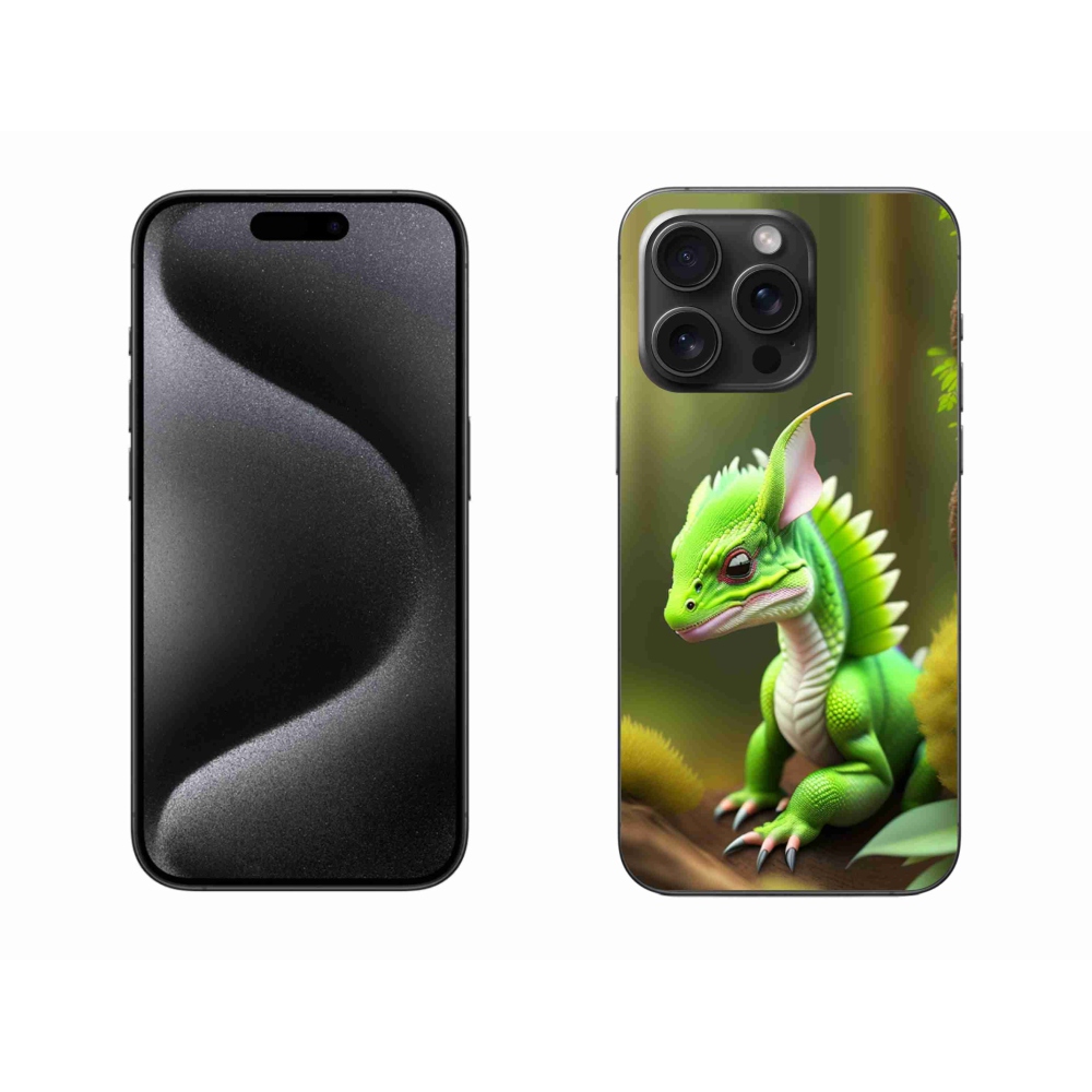 Gelový kryt mmCase na iPhone 15 Pro Max - zelený dráček