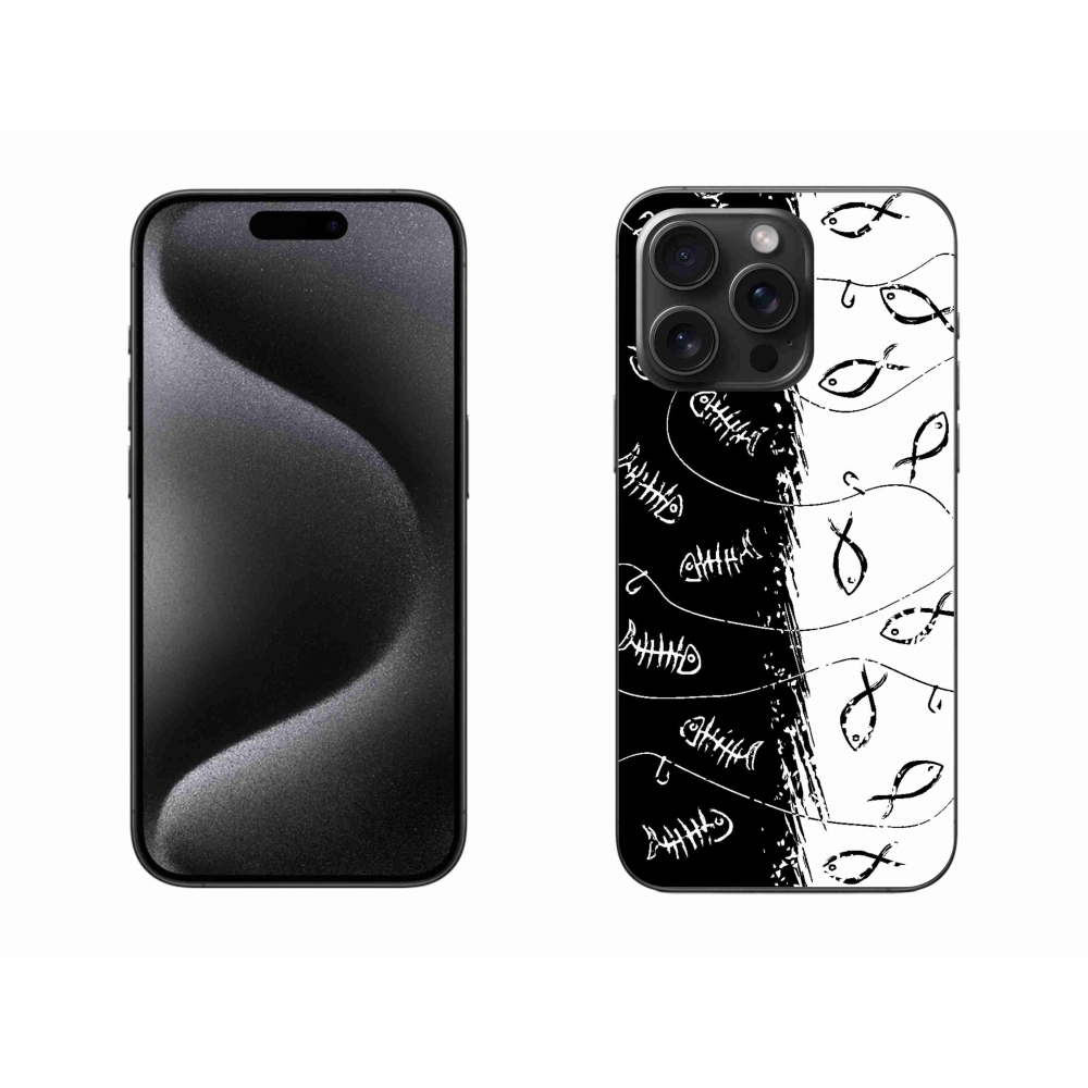 Gelový kryt mmCase na iPhone 15 Pro Max - kostry a rybky