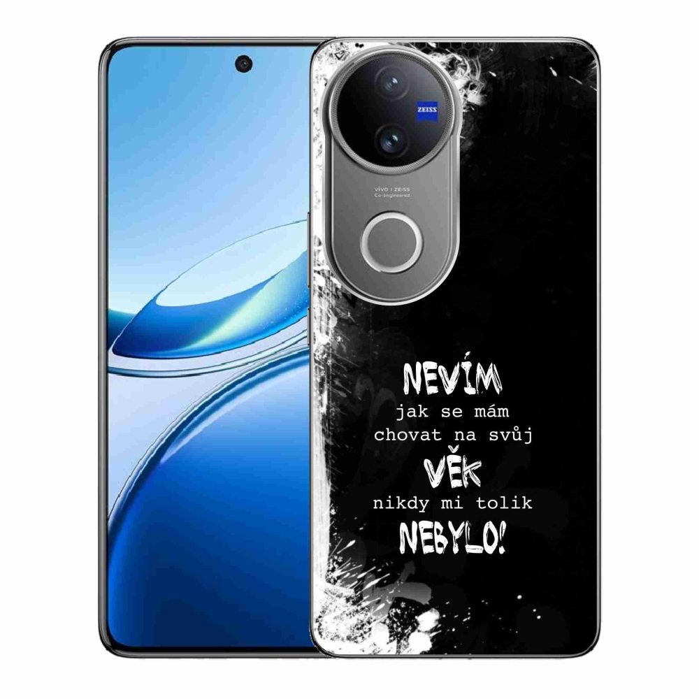 Gelový kryt mmCase na Vivo V50 5G - vtipný text 14 černé pozadí