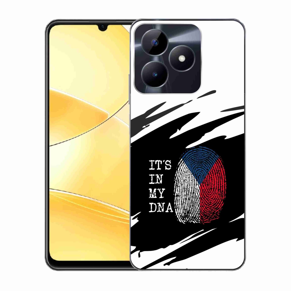 Gelový kryt mmCase na Realme C51/C53 - vlajka otisk prstu černobílé pozadí