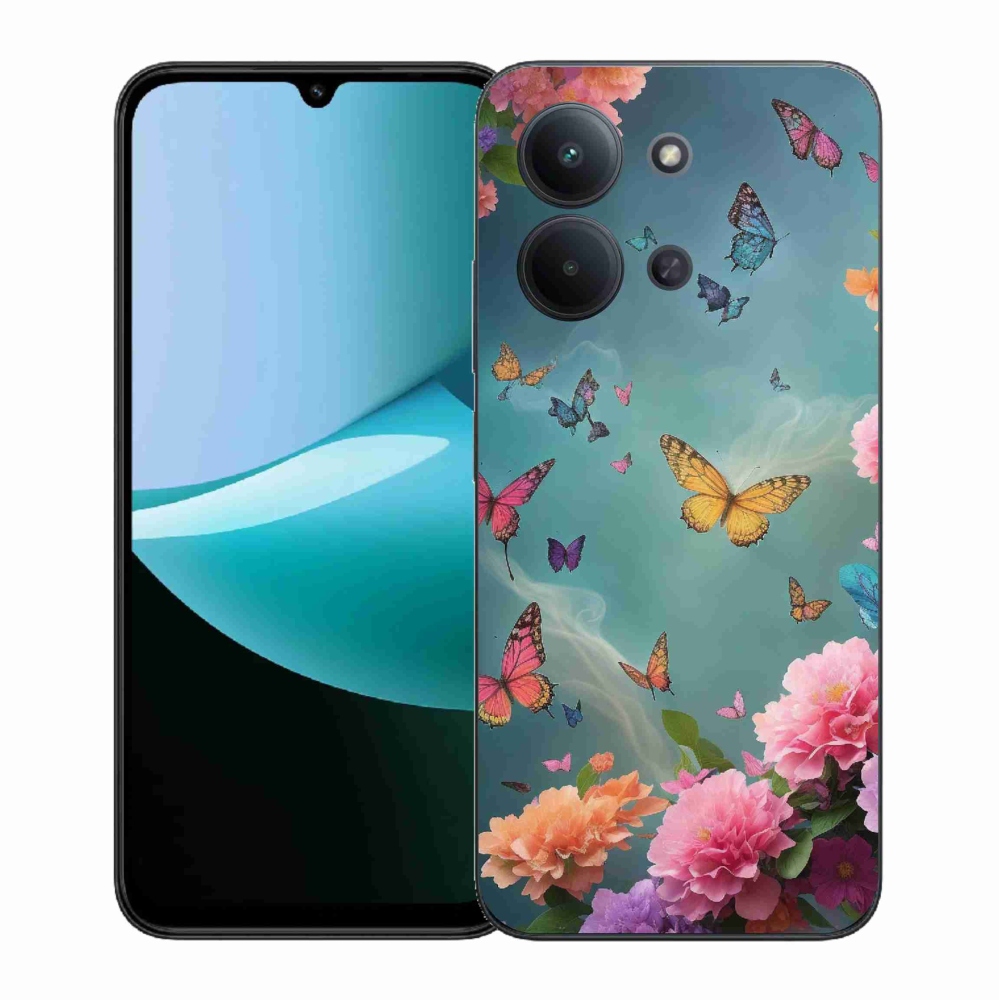 Gelový kryt mmCase na Xiaomi Redmi 15C 4G (171mm)/Poco C85 4G (171mm) - barevné květy a motýli