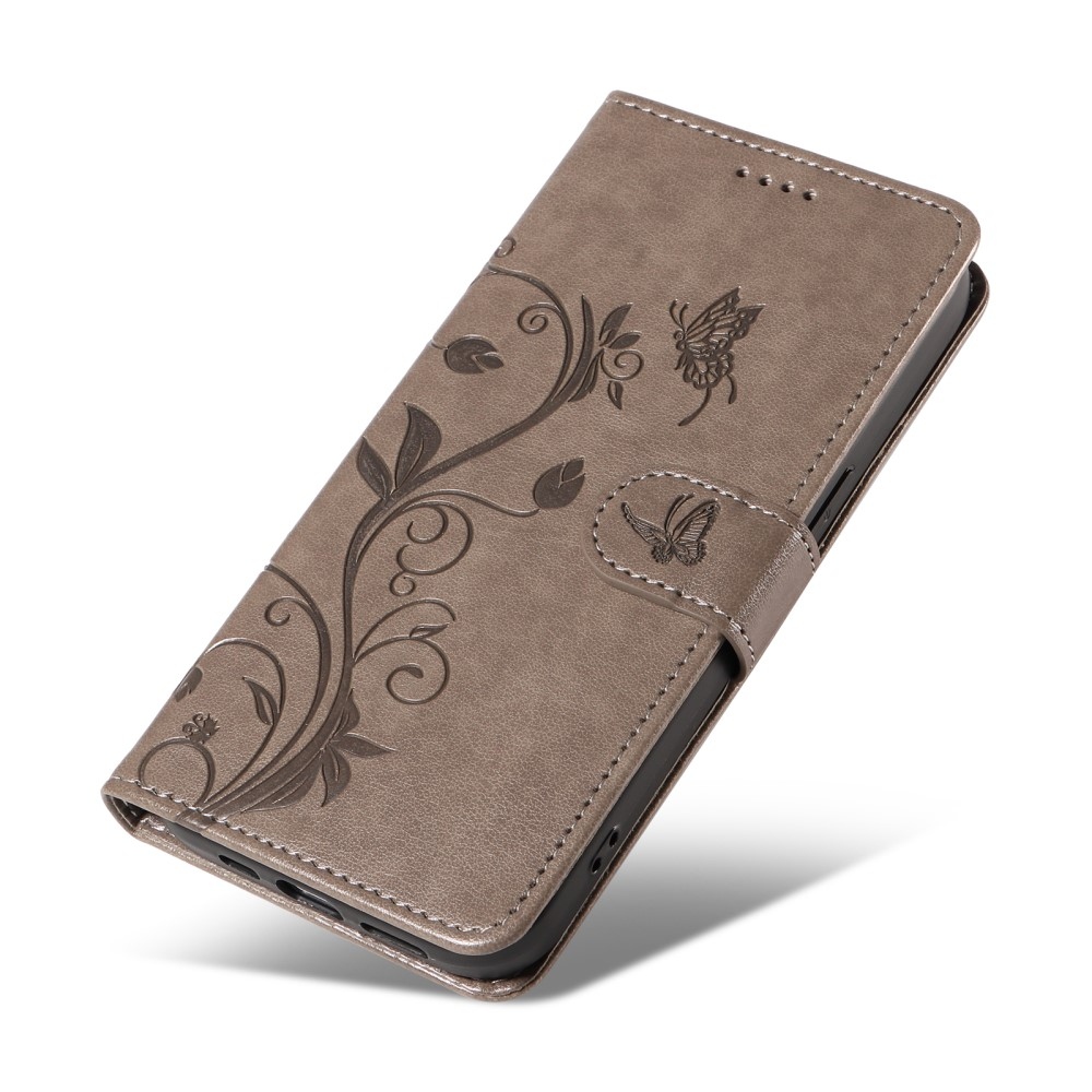 Flower knížkové pouzdro na Xiaomi Redmi Note 13 - šedé