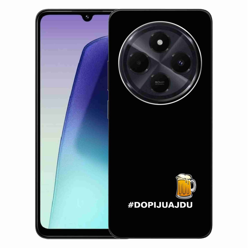 Gelový kryt mmCase na Xiaomi Redmi 14C/Poco C75 - pivní motiv 1 černé pozadí