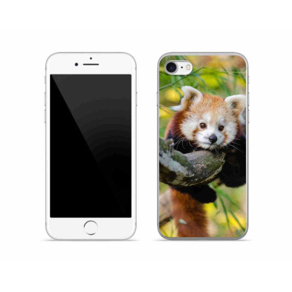 Gelový kryt mmCase na iPhone SE (2020) - panda červená