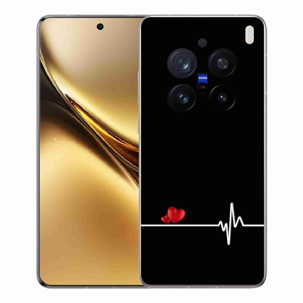 Gelový kryt mmCase na Vivo X200 Pro 5G - srdce a tep černé pozadí
