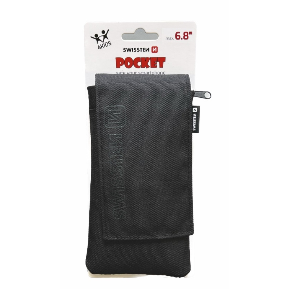 Univerzální látkové pouzdro Swissten Pocket 6,8 se šňůrkou - černé