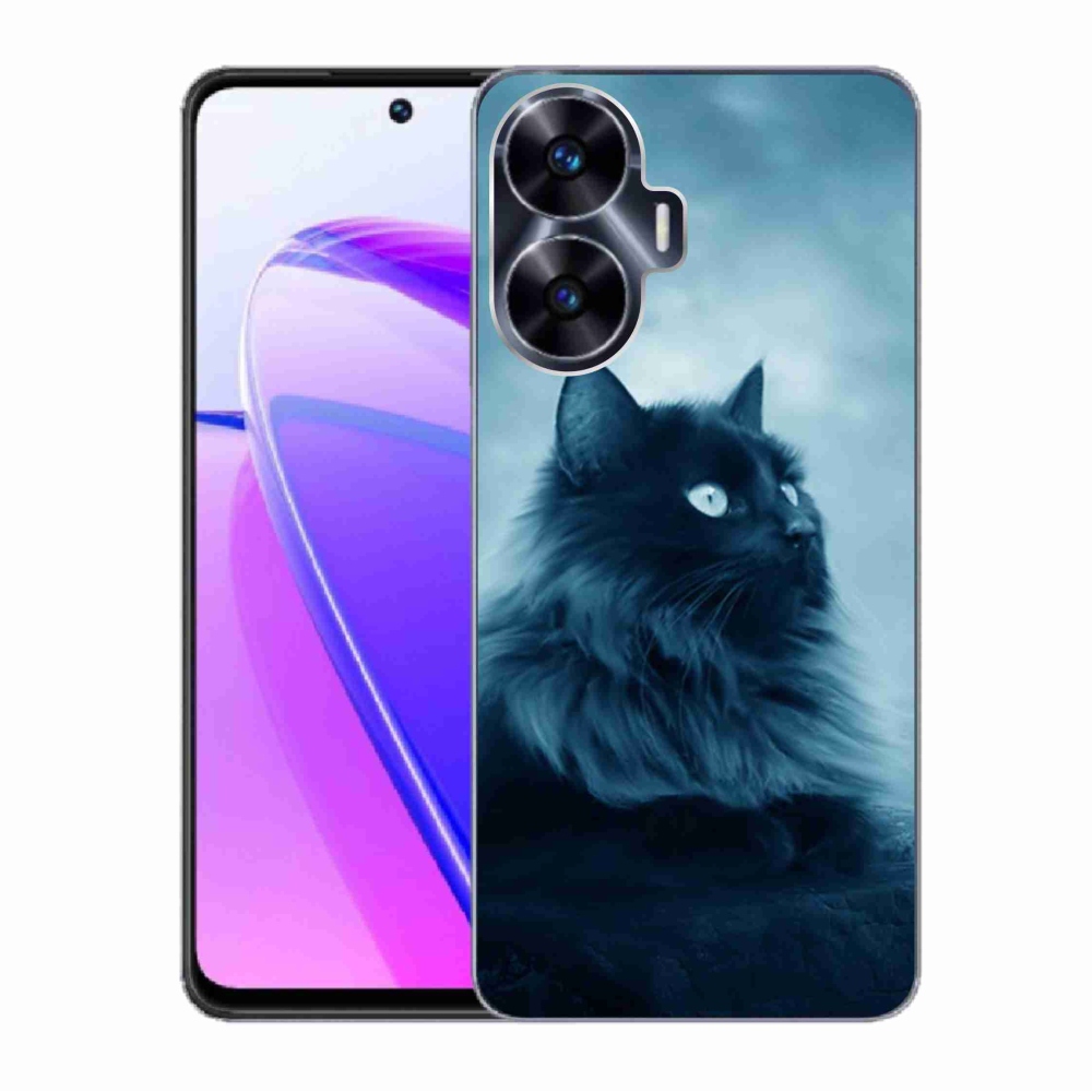 Gelový obal mmCase na Realme C55 - černá kočka 1
