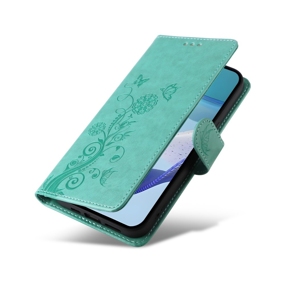 Flowery knížkové pouzdro na Realme 14x 5G/Realme C75 - modrozelené