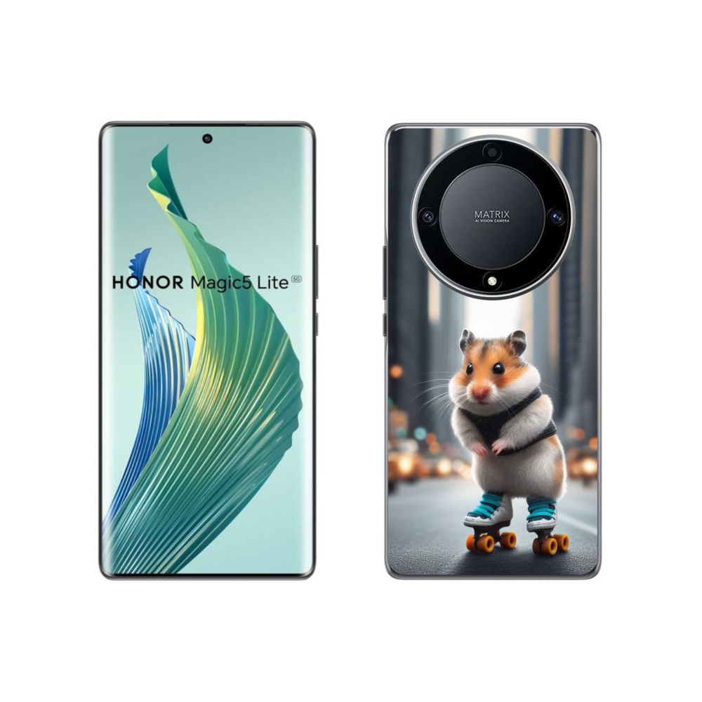 Gelový kryt mmCase na Honor Magic 5 Lite 5G - křeček na bruslích