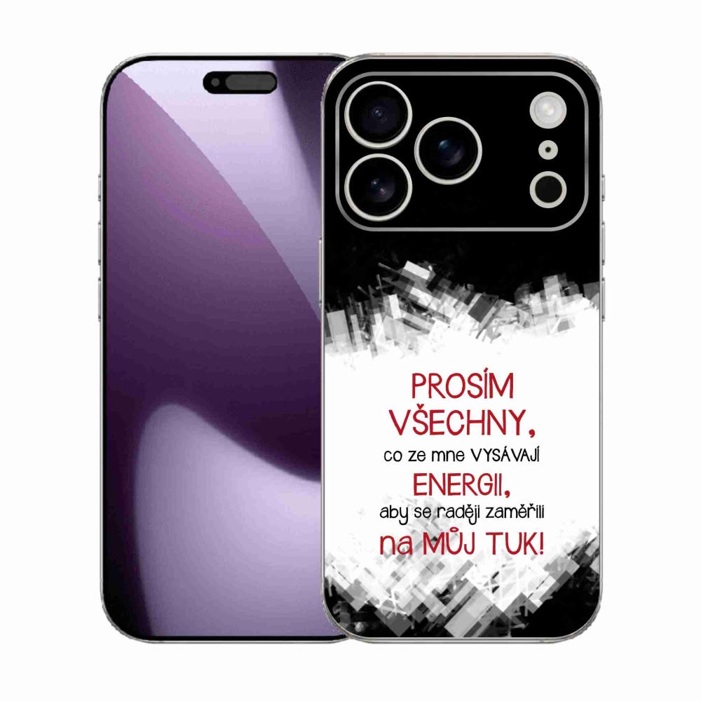 Gelový kryt mmCase na iPhone 17 Pro - vtipný text 1 červený