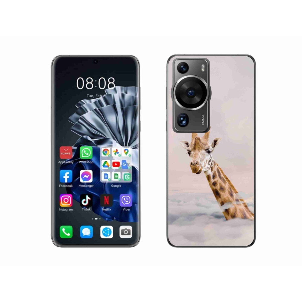 Gelový kryt mmCase na Huawei P60 Pro - žirafa v oblacích