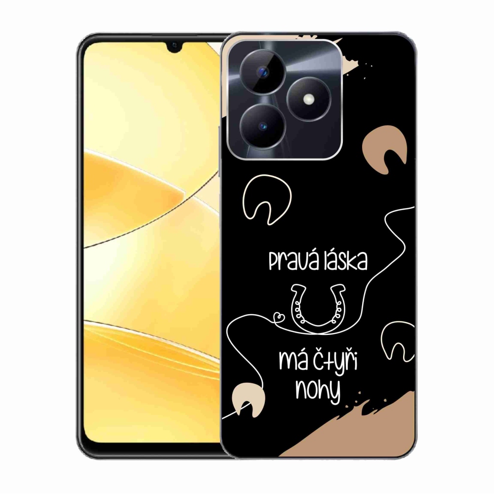 Gelový kryt mmCase na Realme C51/C53 - koňský motiv černé pozadí