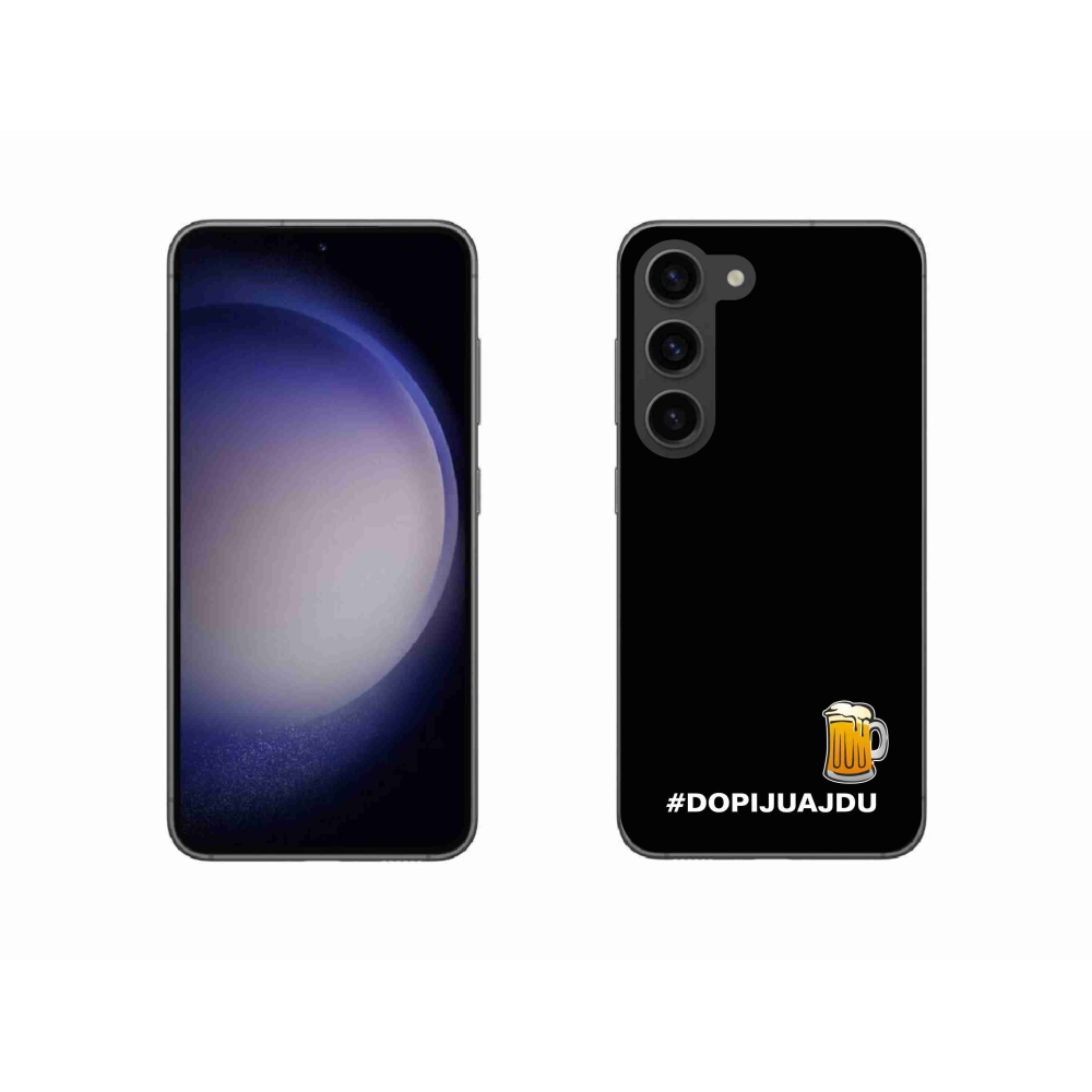 Gelový kryt mmCase na Samsung Galaxy S23 5G - pivní motiv 1 černé pozadí