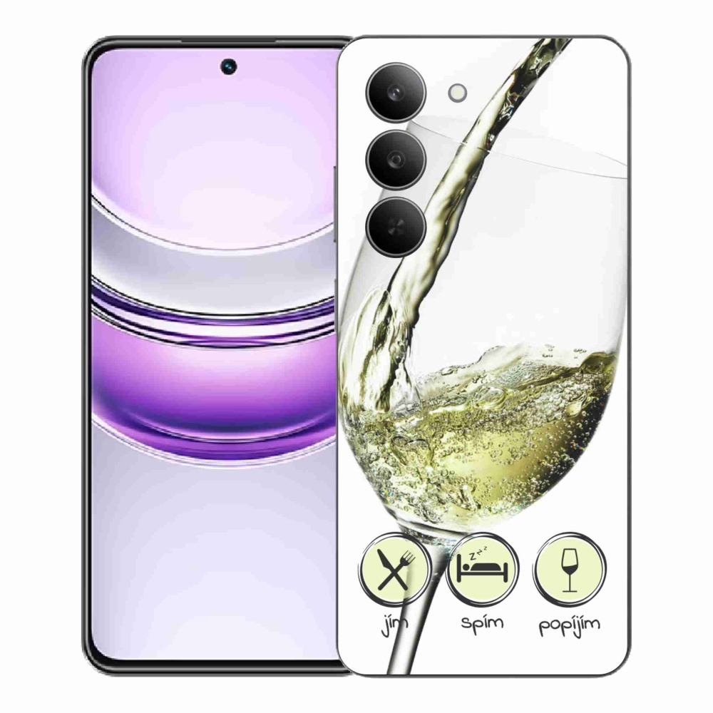 Gelový kryt mmCase na Realme 14x 5G - sklenička vína bílé