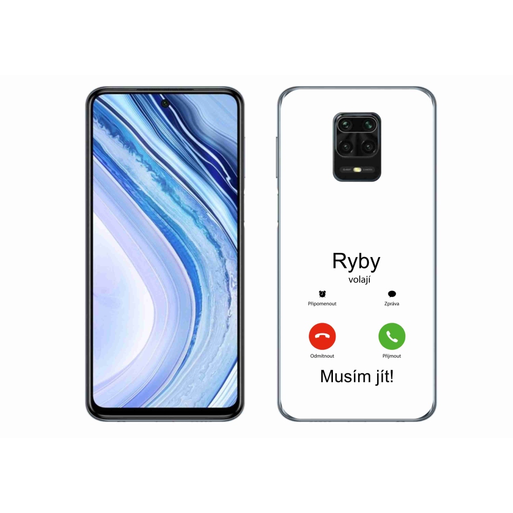 Gelový kryt mmCase na Xiaomi Redmi Note 9 Pro - ryby volají bílé pozadí