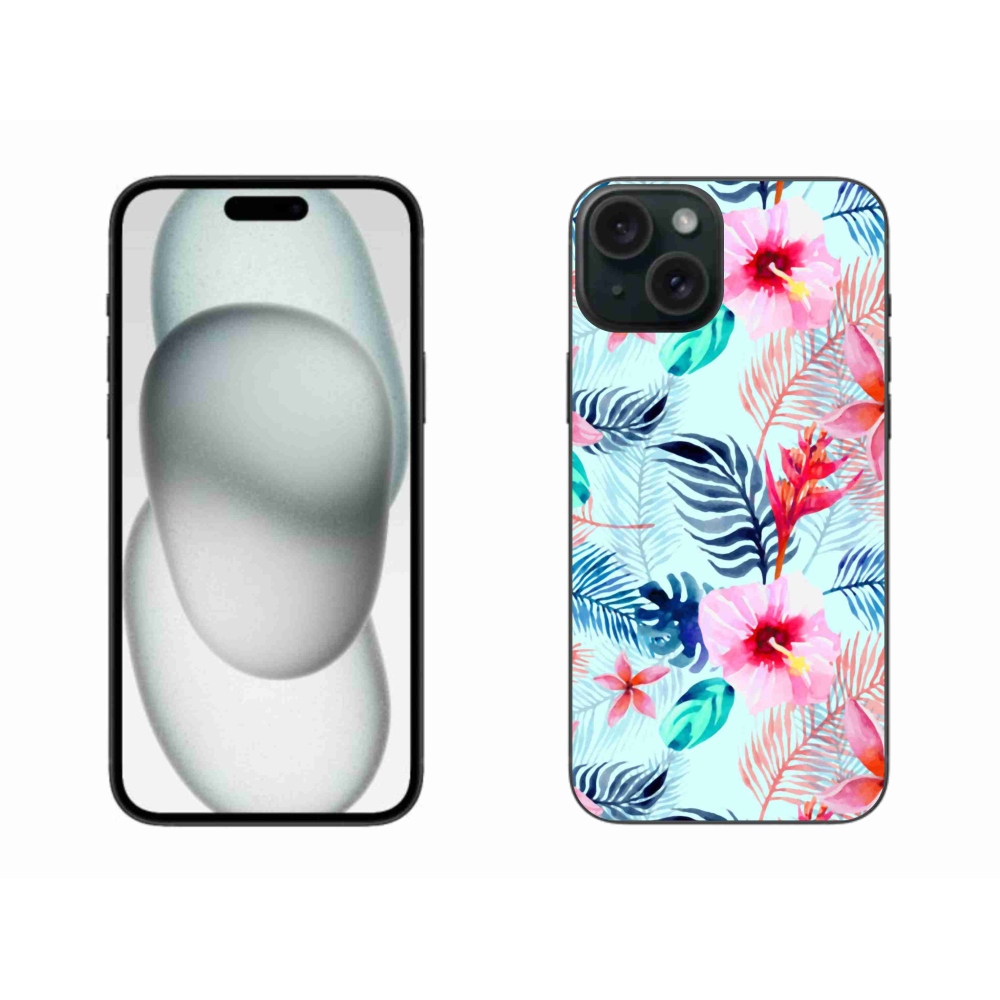 Gelový kryt mmCase na iPhone 15 Plus - květiny