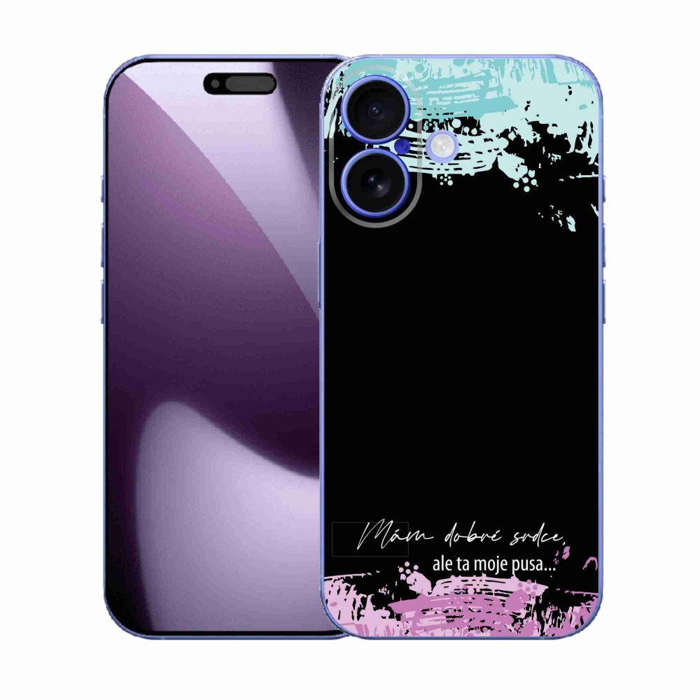 Gelový kryt mmCase na iPhone 17 - vtipný text 3 černé pozadí