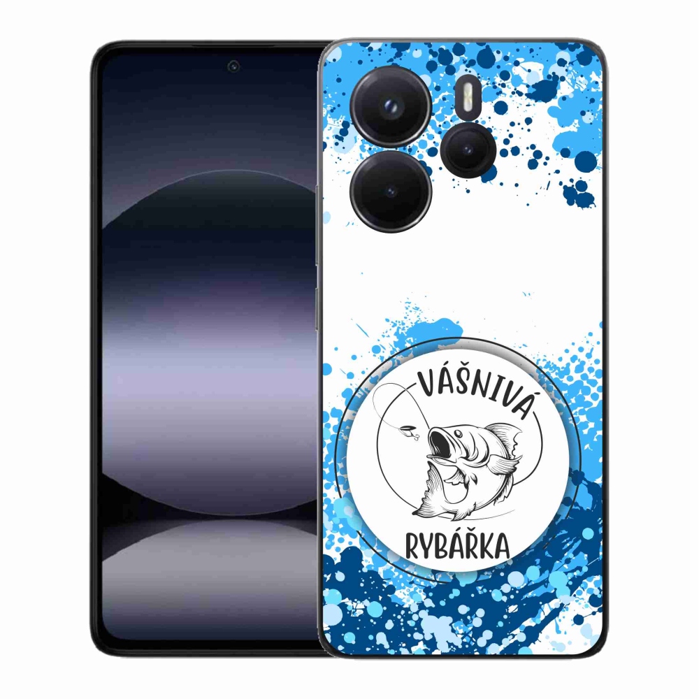 Gelový kryt mmCase na Xiaomi Redmi Note 14 - vášnivá rybářka bílé pozadí