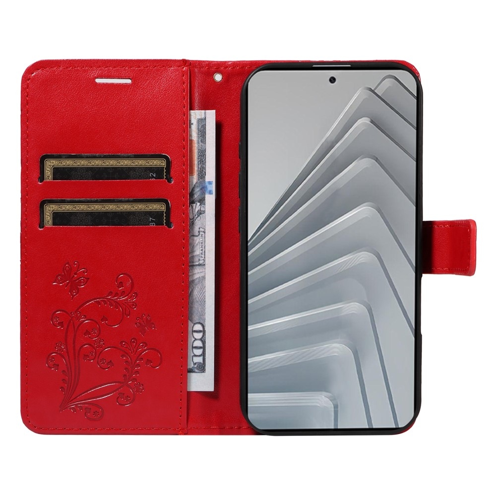 Big Butterfly knížkové pouzdro na Xiaomi Redmi Note 14 - červené