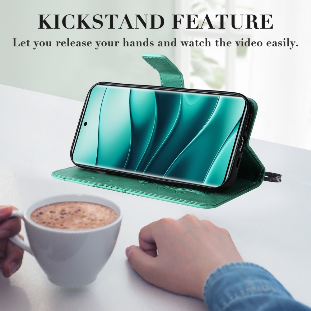 Big Butterfly knížkové pouzdro na Xiaomi Redmi Note 14 Pro 5G/Poco X7 5G/Note 14 Pro+ 5G - modrozelené