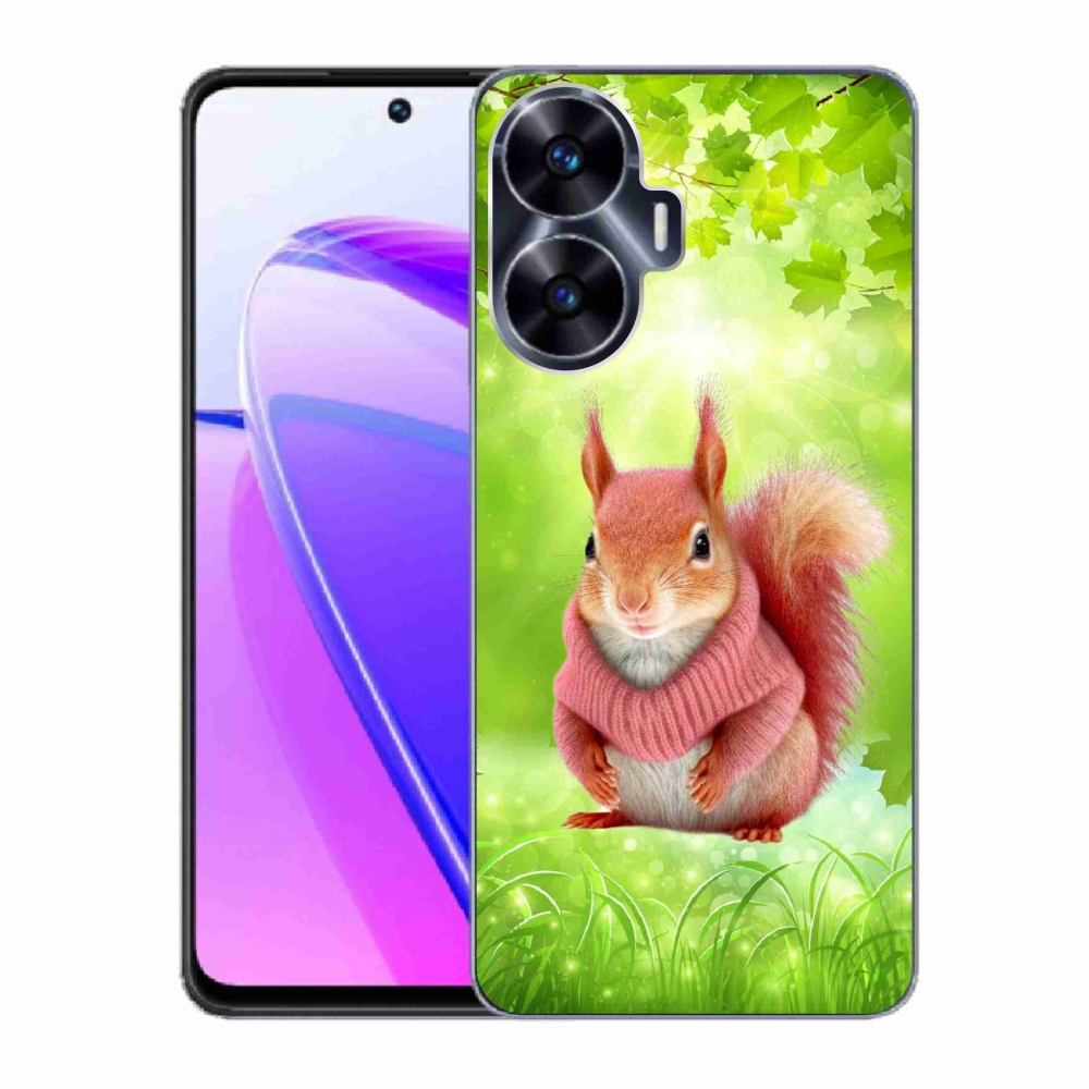 Gelový kryt mmCase na Realme C55 - veverka ve svetru