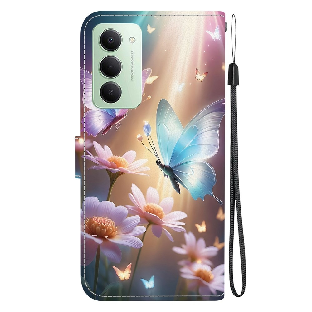 Versatile knížkové pouzdro na Xiaomi Redmi 15 4G (171mm) - motýli a kopretiny