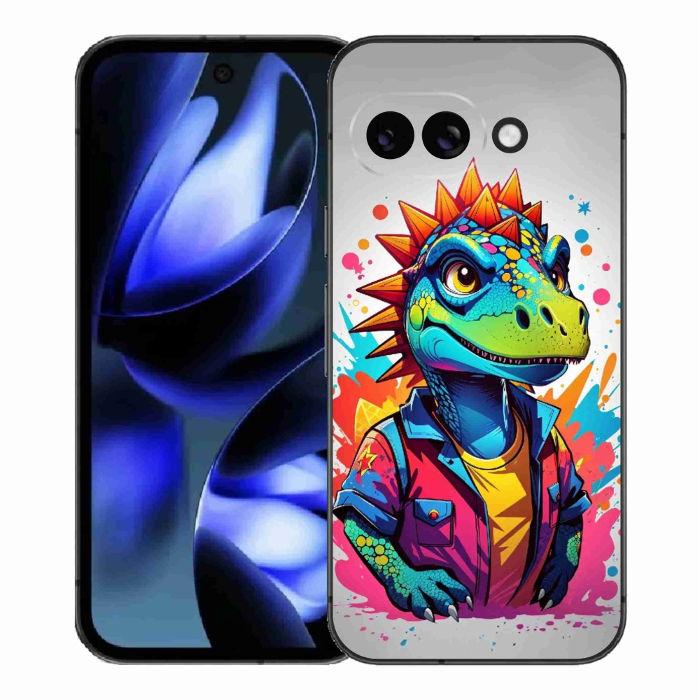 Gelový kryt mmCase na Google Pixel 9a - barevný dinosaurus