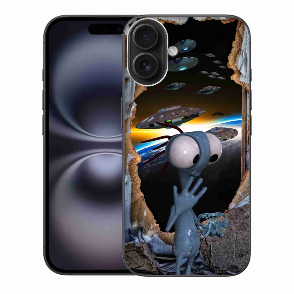 Gelový kryt mmCase na iPhone 16 Plus - mimozemšťan