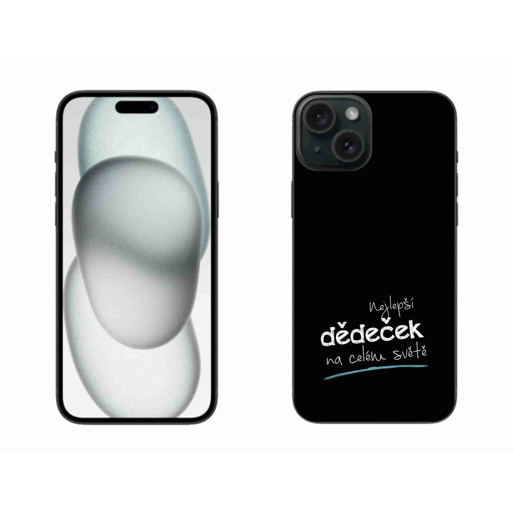 Gelový kryt mmCase na iPhone 15 Plus - nejlepší dědeček 3 černé pozadí