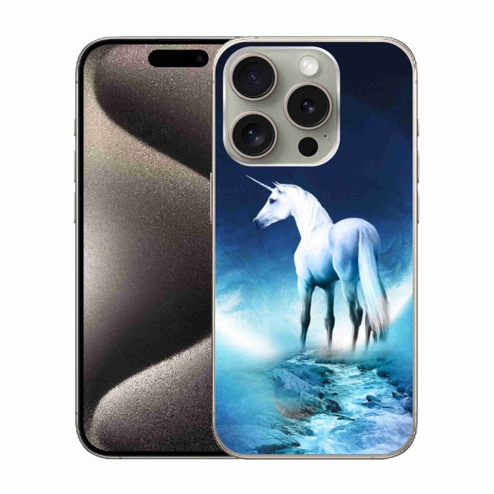 Gelový kryt mmCase na iPhone 15 Pro - bílý jednorožec