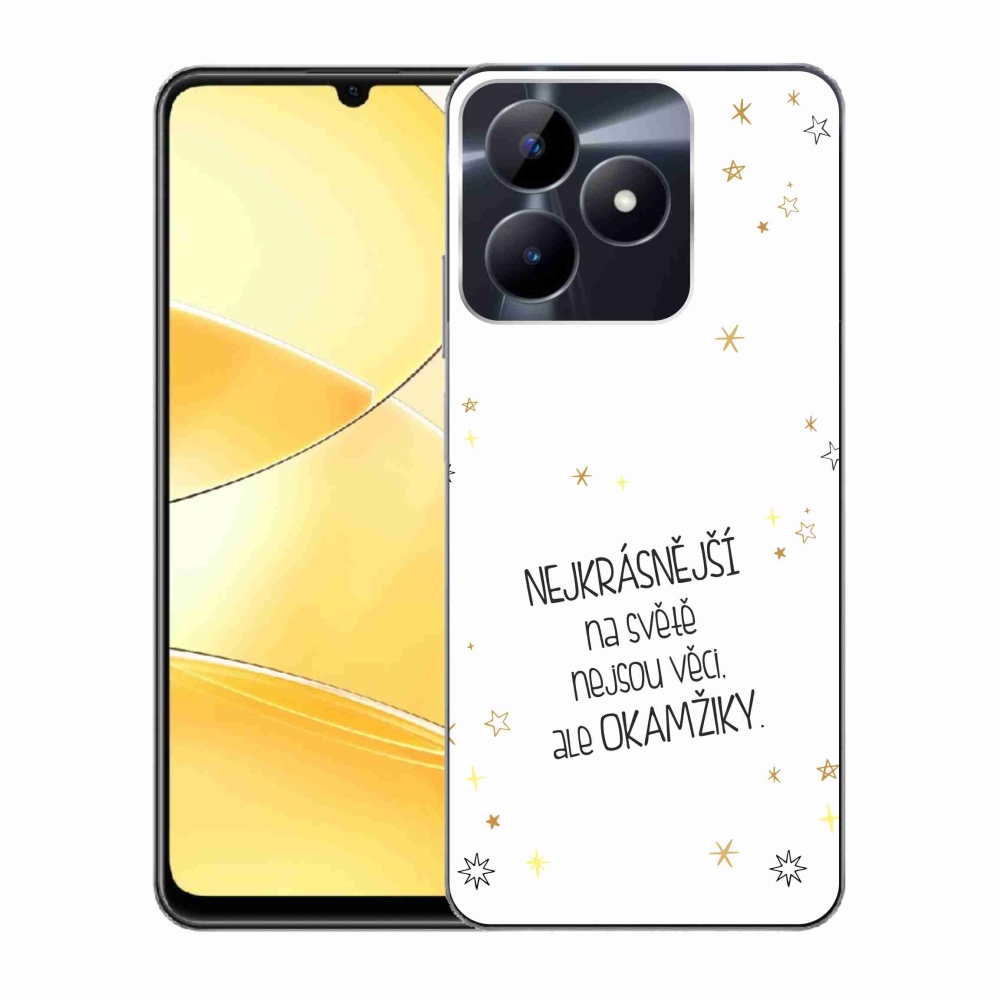 Gelový kryt mmCase na Realme C51/C53 - citát 4 bílé pozadí