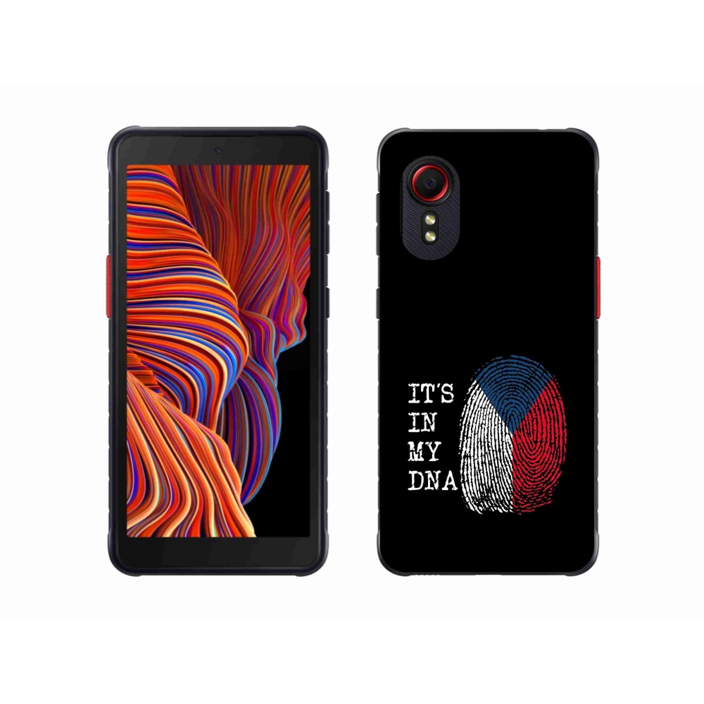 Gelový kryt mmCase na Samsung Galaxy Xcover 5 - vlajka otisk prstu černé pozadí