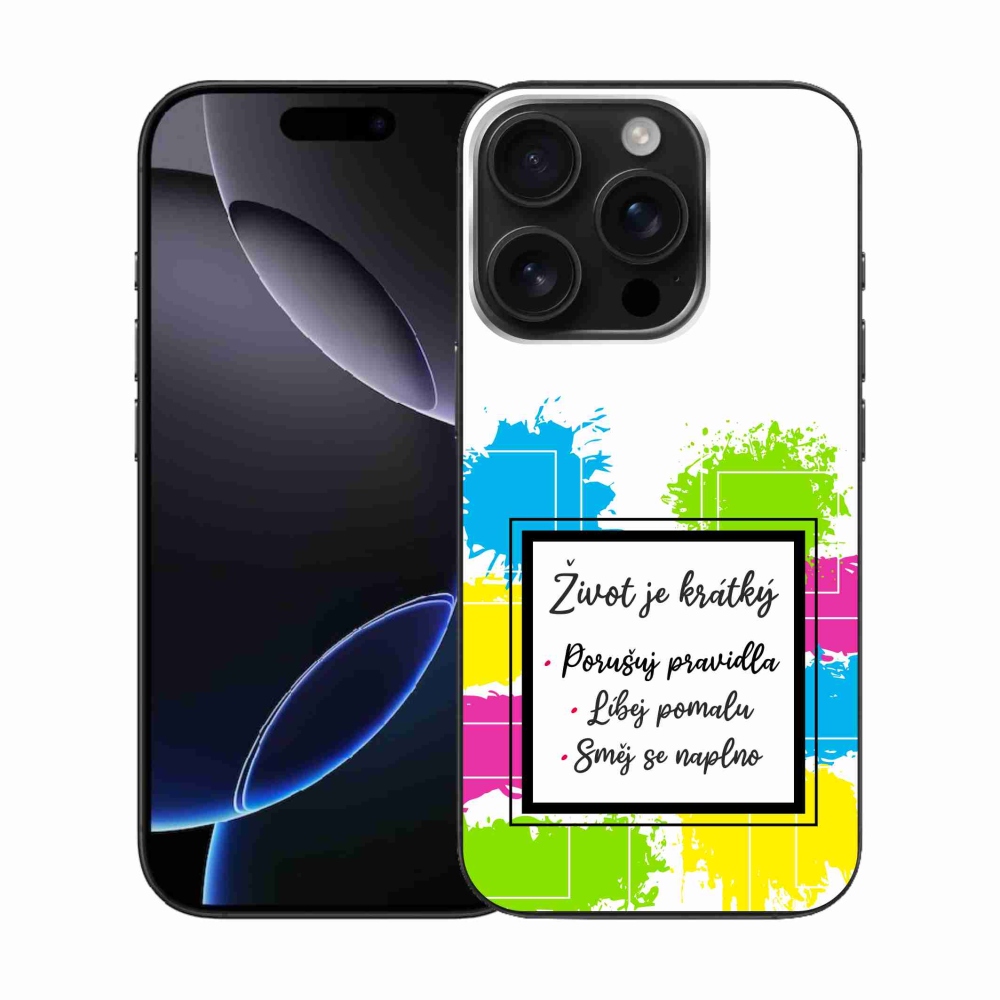 Gelový kryt mmCase na iPhone 16 Pro - citát 5 bílé pozadí