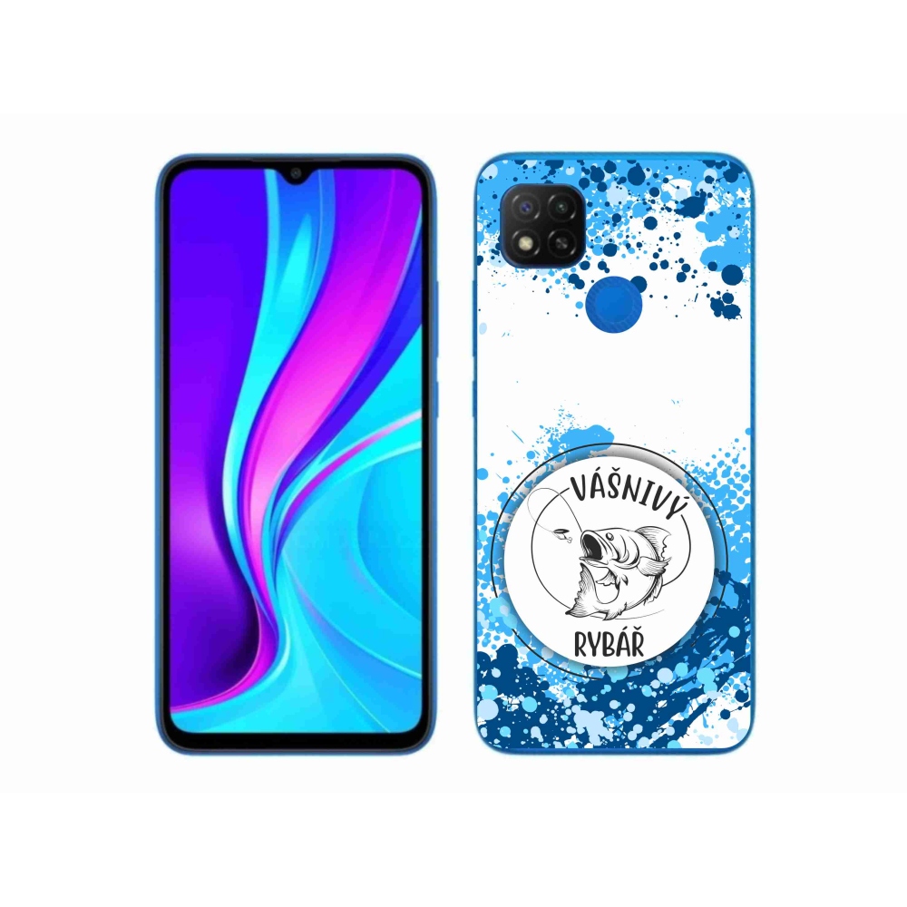 Gelový kryt mmCase na Xiaomi Redmi 9C - vášnivý rybář bílé pozadí