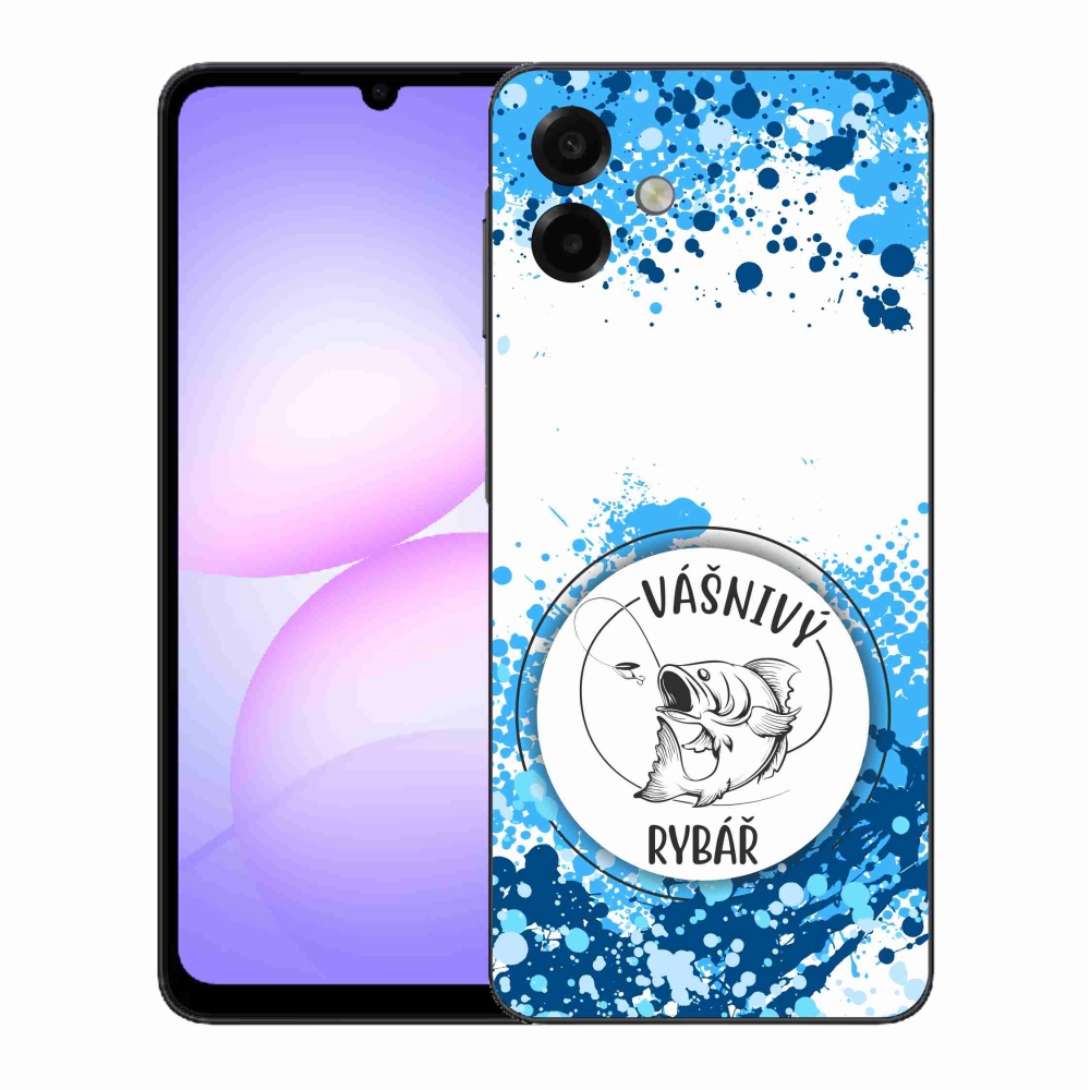 Gelový kryt mmCase na Samsung Galaxy A07 4G - vášnivý rybář bílé pozadí
