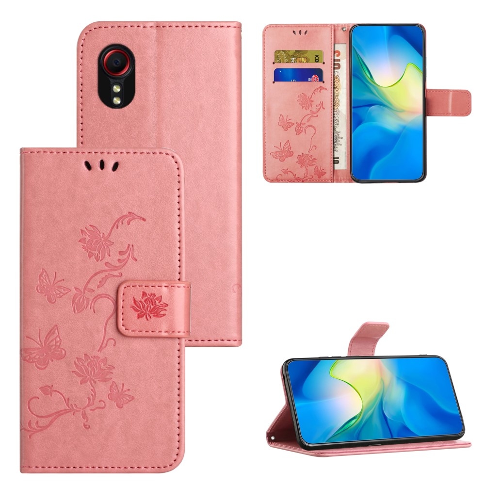 Flower knížkové pouzdro na Samsung Galaxy Xcover 7 - růžové